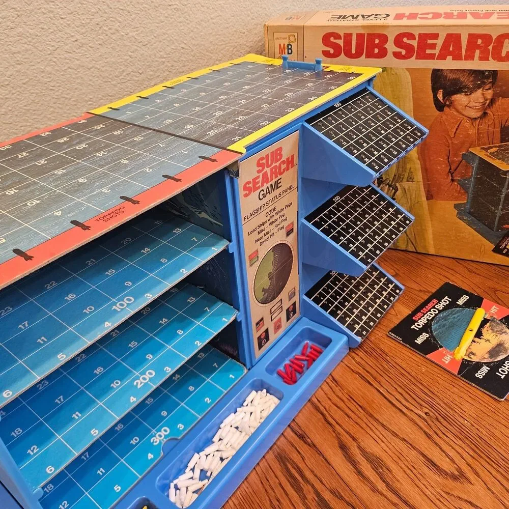 Vintage 1973 Milton Bradley Sub Search 3 Level Board Game 3D battleship HTF